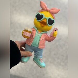 Cute Duck Figurine with Heart Sunglasses